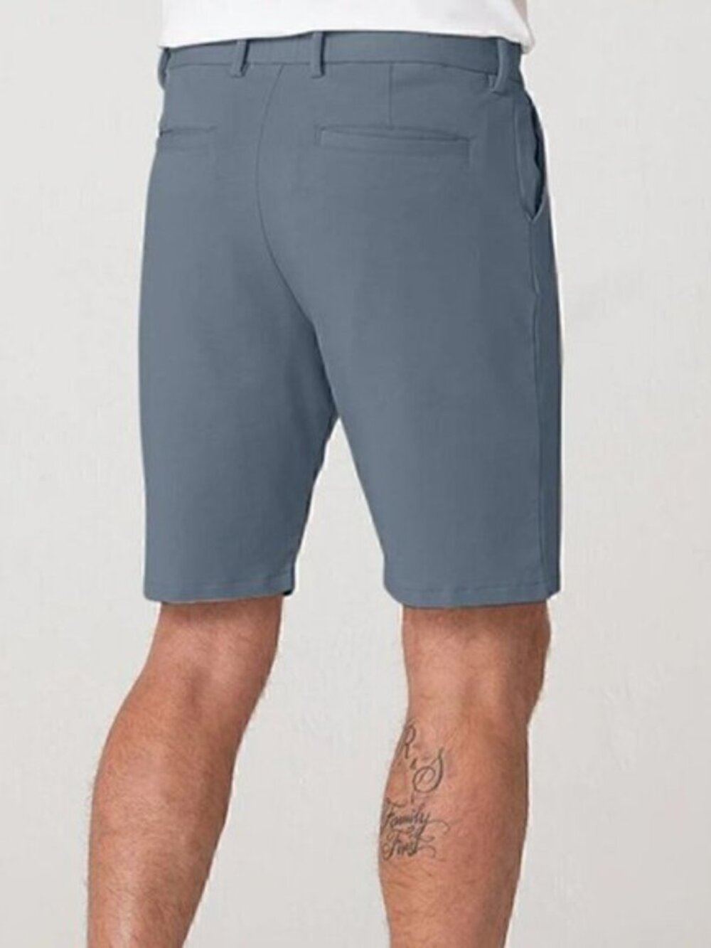 Swet Tailor Mens French Grey 8" Inseam Everyday Chino Shorts - Picture 3 of 9